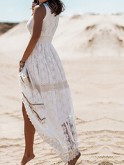 Bella Boho Dress | Luchtig Bohemian Maxikleed met Kant- en Borduurdetails