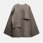 Carina Wool Coat | Oversized Wollen overslagjas met Stylish Details in warme kleuren