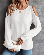 Aimee T-shirt | Off-Shoulder Top met Lange Mouwen en Losse Pasvorm