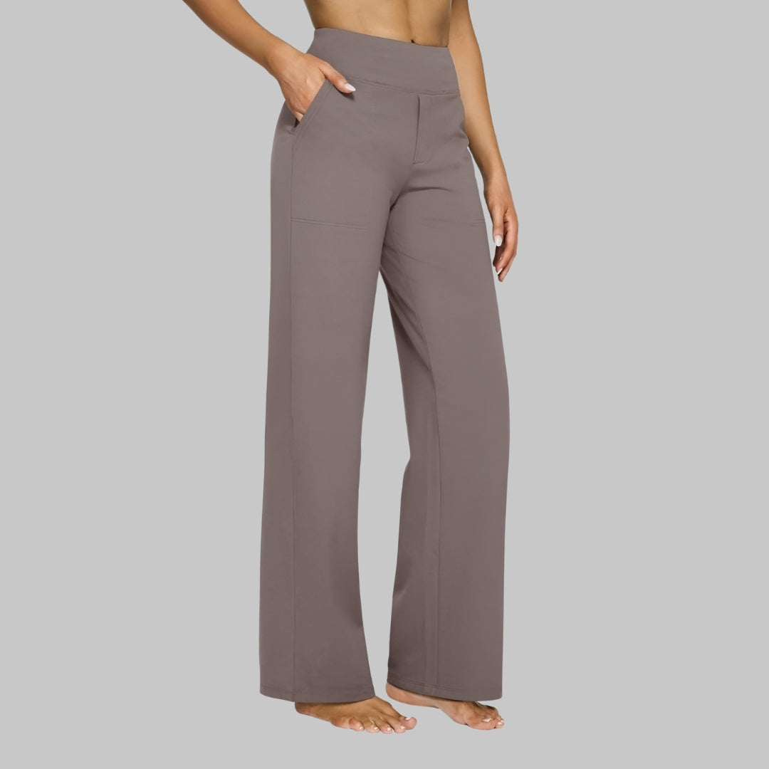 Lia Stretchbroek Dames met Comfortabele Pasvorm, Hoge Taille en Zachte Stretchstof - Zwart/Rood/Blauw
