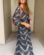 Aurelia Jurk | Zomerse V-Hals Jurk met Boho Print, Losse Pasvorm en Zakken