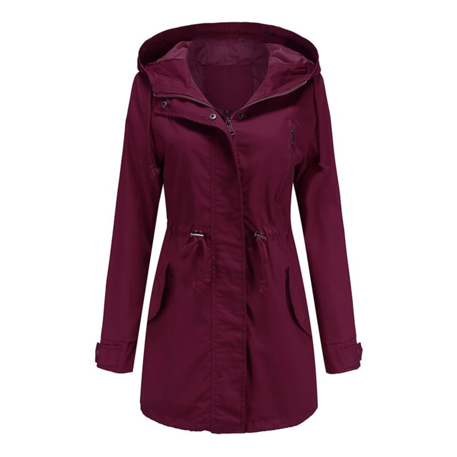 Dames Parka Jas Lichtgewicht Winddicht Ceintuur Capuchon - Zwart / Groen / Bruin - Maelen