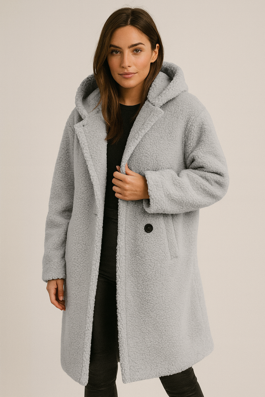 Giulia Bellini | Elegante Lange Teddy Damesjas met Capuchon