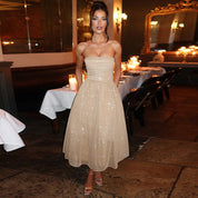 Viola Jurk | Midi-jurk met Subtiele Pailletten en Elegante Dubbele Laag