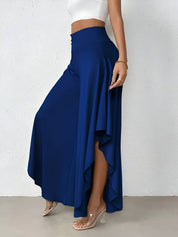 Elena Wide-Leg Pants | Damesbroek met Hoge Taille, Asymmetrische Zoom en Luchtige Wijde Pijpen