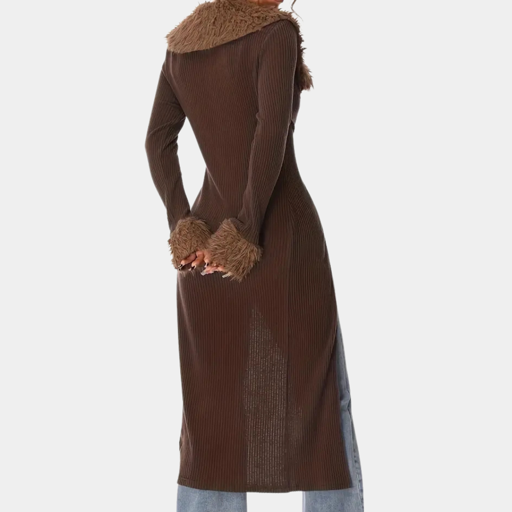 Tattina Vest | Klassiek Damesvest met Verlengde Lengte in Bruin