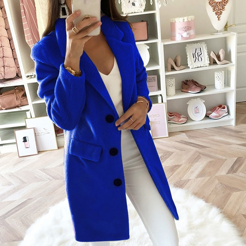 Adelynn Winterjas | Elegante Warme Jas met Kraag en Knoopsluiting
