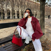 Serena Rode oversized damesjas – stijlvolle leren jas met trendy pasvorm