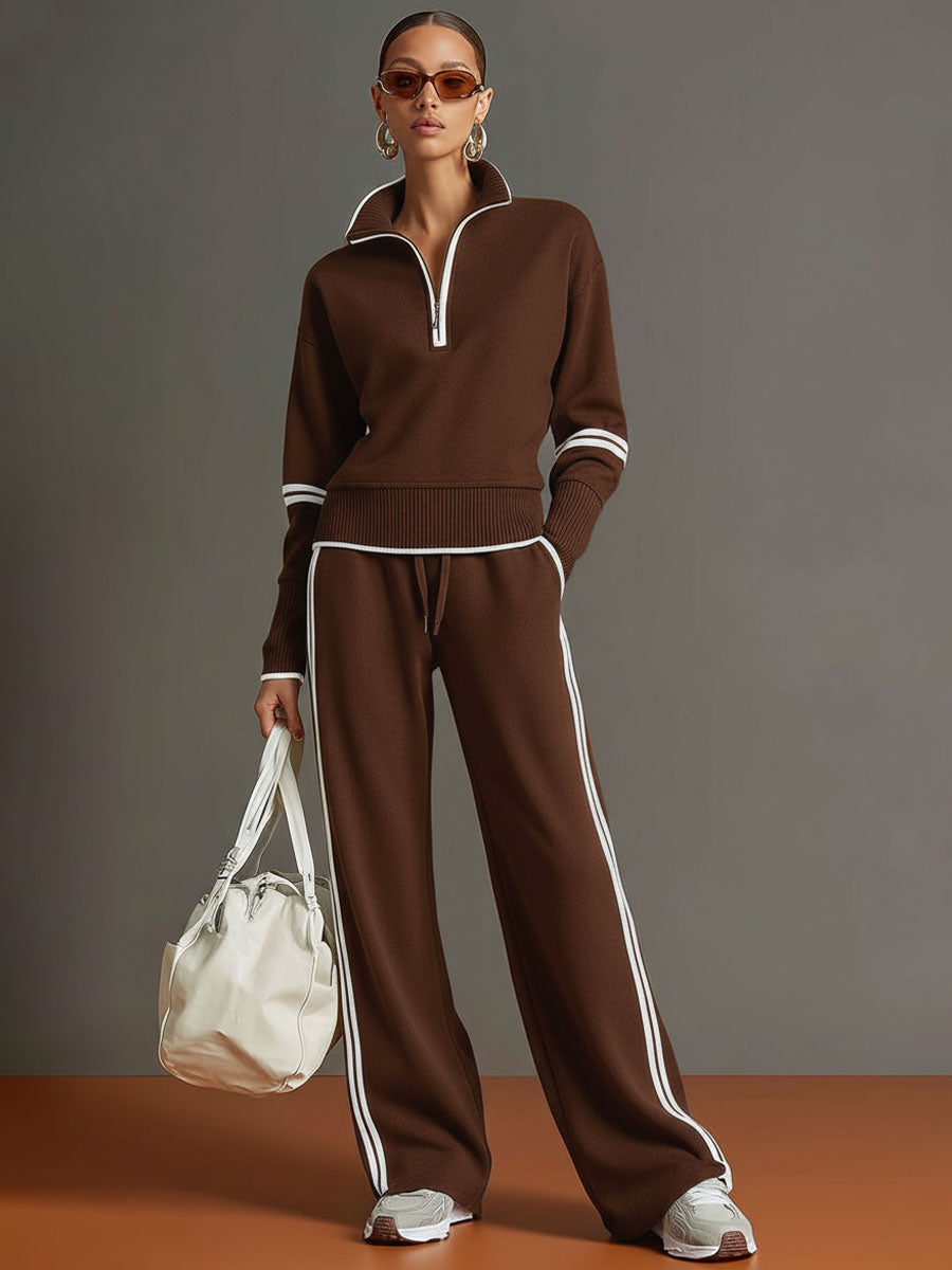 Tweedelige Retro set dames wide leg broek en sweater, co-ord set zomer - Luna Visconti