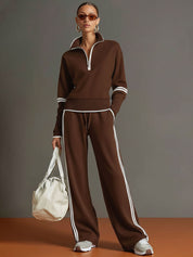 Tweedelige Retro set dames wide leg broek en sweater, co-ord set zomer - Luna Visconti