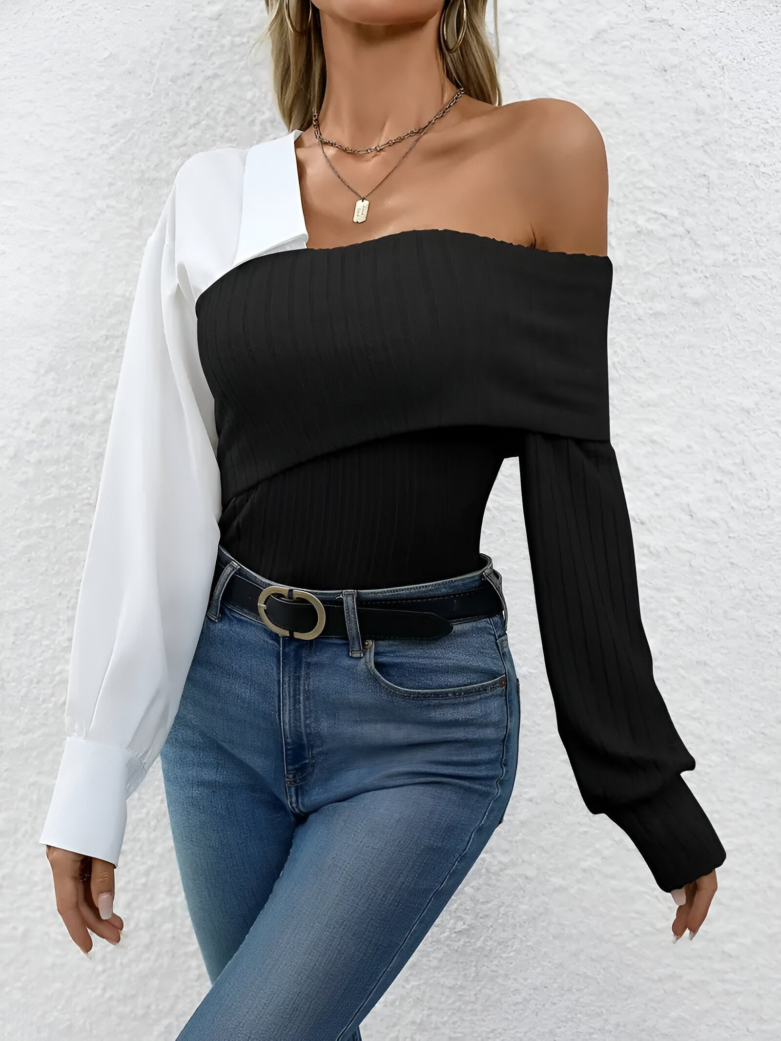 Berlinn Top | One-Shoulder Top van Zachte Gebreide Stof