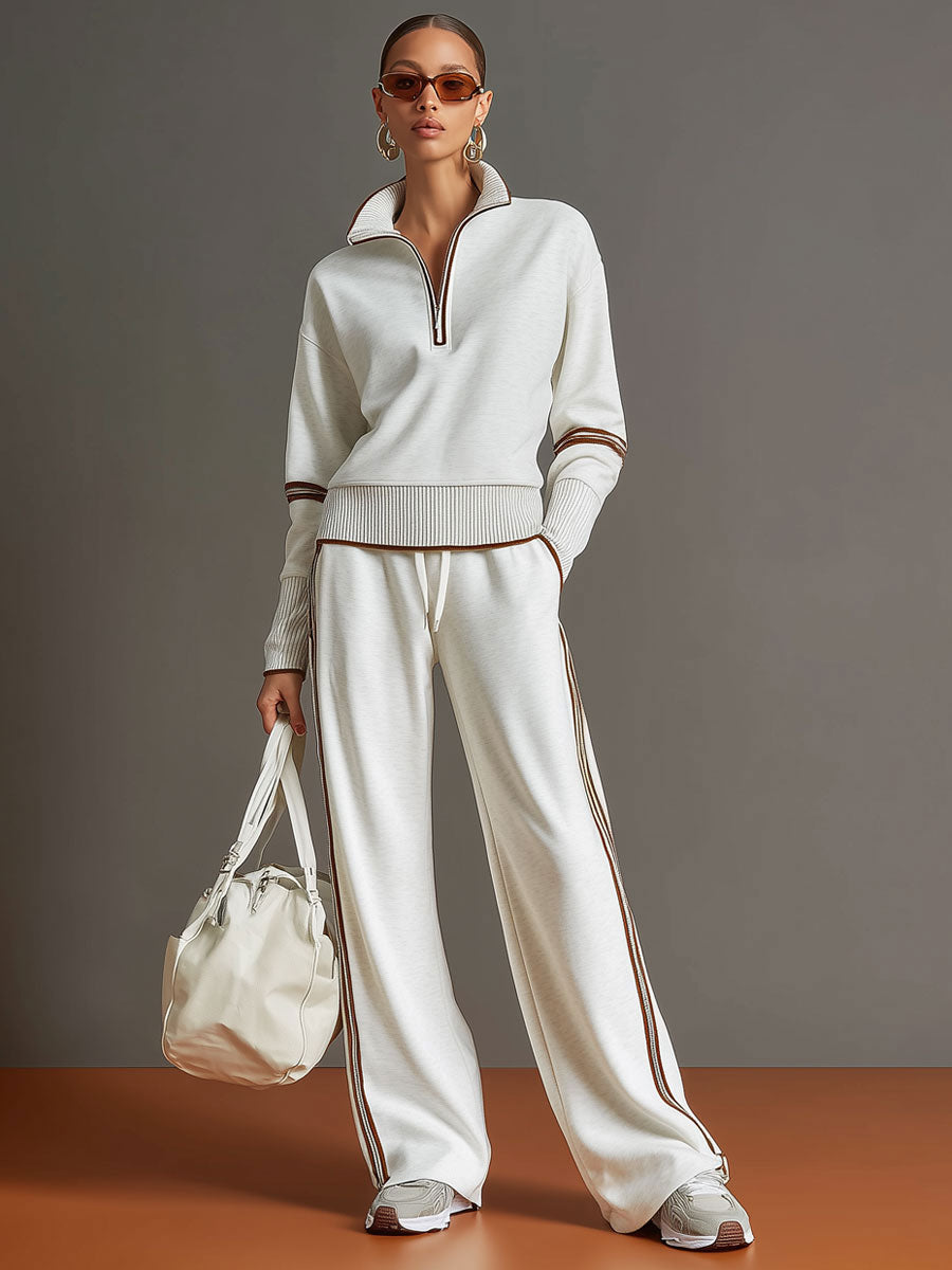 Tweedelige Retro set dames wide leg broek en sweater, co-ord set zomer - Luna Visconti