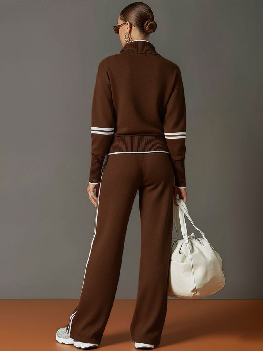 Tweedelige Retro set dames wide leg broek en sweater, co-ord set zomer - Luna Visconti