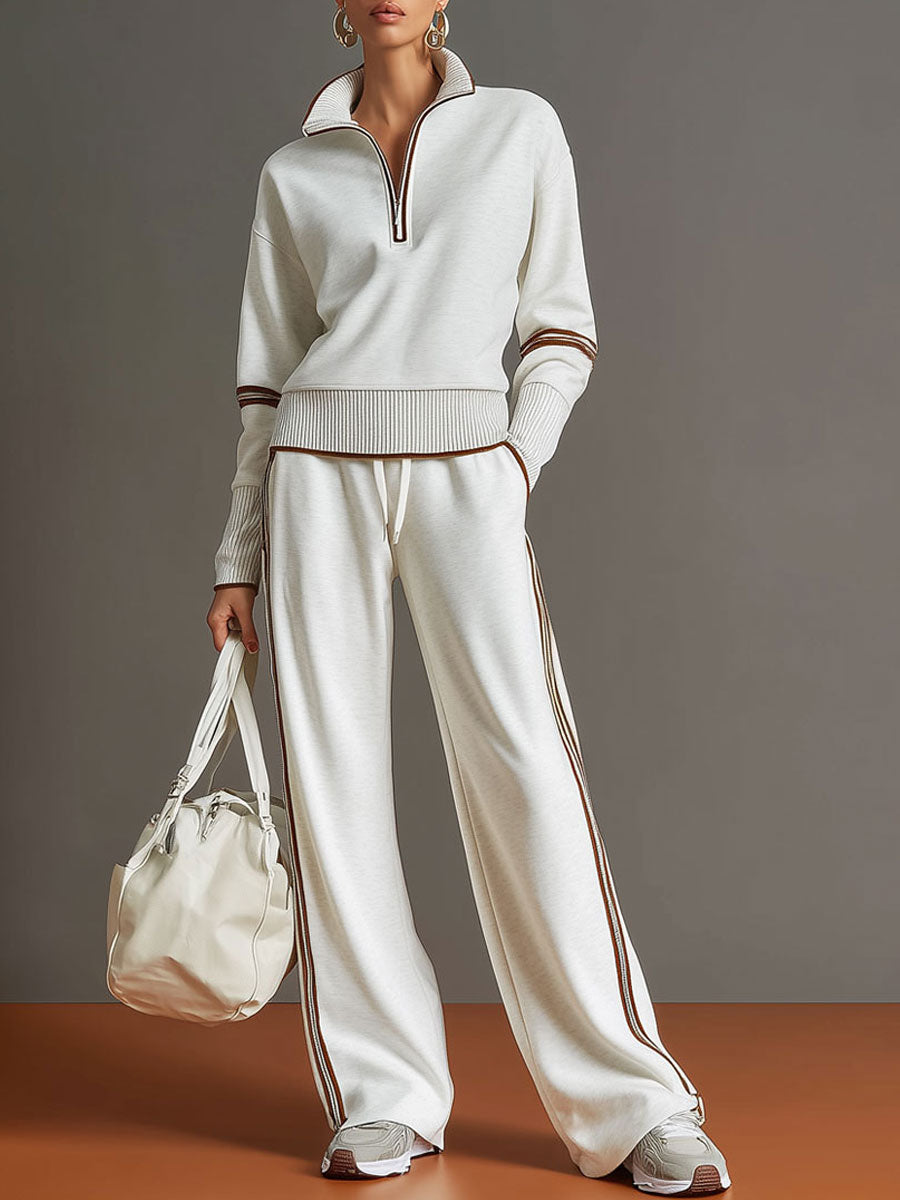 Tweedelige Retro set dames wide leg broek en sweater, co-ord set zomer - Luna Visconti