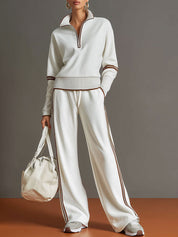 Tweedelige Retro set dames wide leg broek en sweater, co-ord set zomer - Luna Visconti