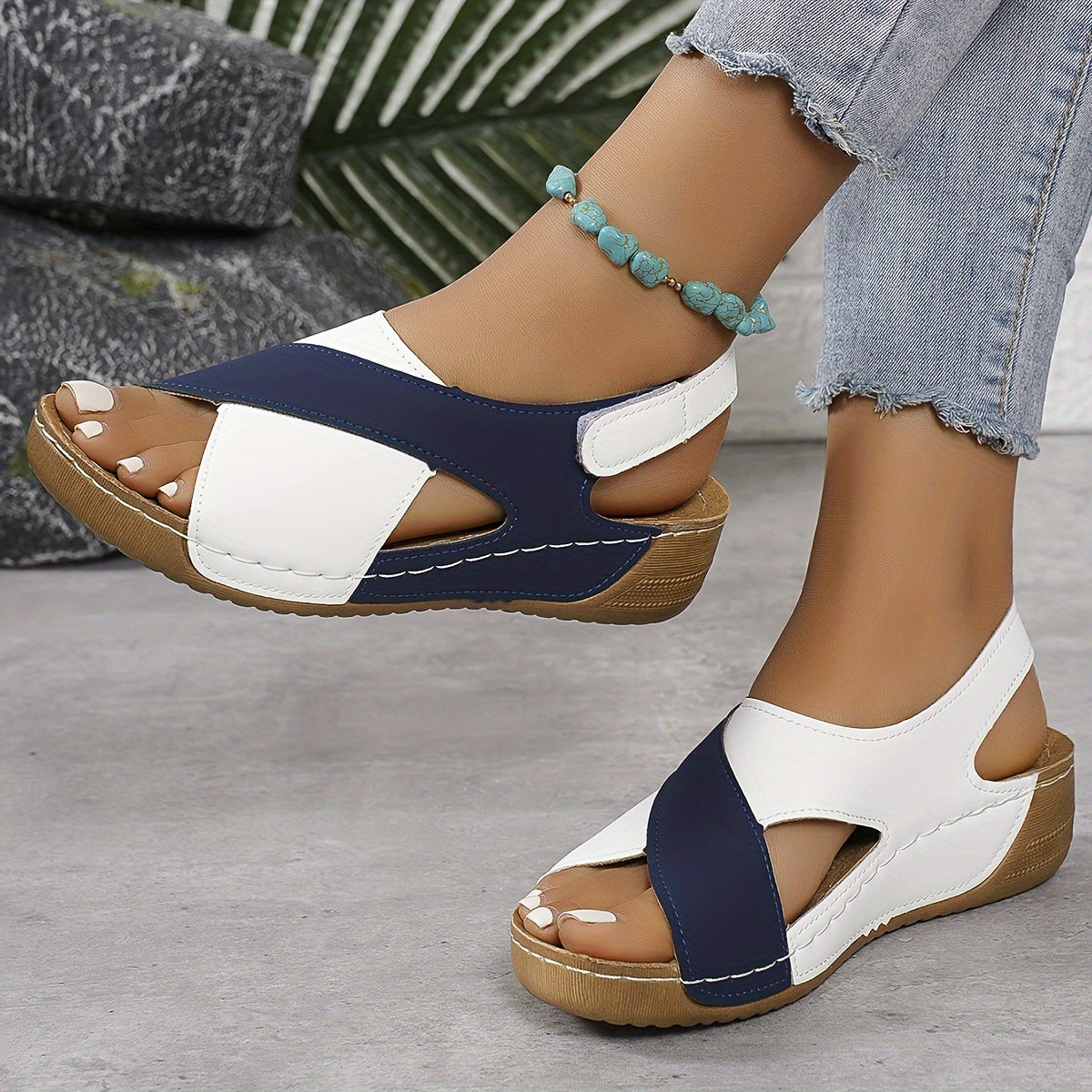 Allegra Sandalen | Tweekleurige Dames Sandalen met Zachte Bandjes en Ondersteunende Zool