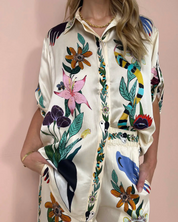 Dioraly Set | Satijnen Tweedelige Set met Trendy Print en Elegante Losse Pasvorm