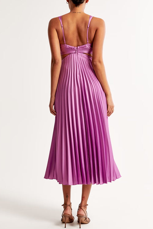 Giulia Elegante dames jurk – maxi jurk met V-hals, plissé rok en cut-out taille