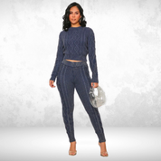 Luciana Gebreide Set | Tweedelige Lounge Set met Trui en Broek in Zachte Ribstof