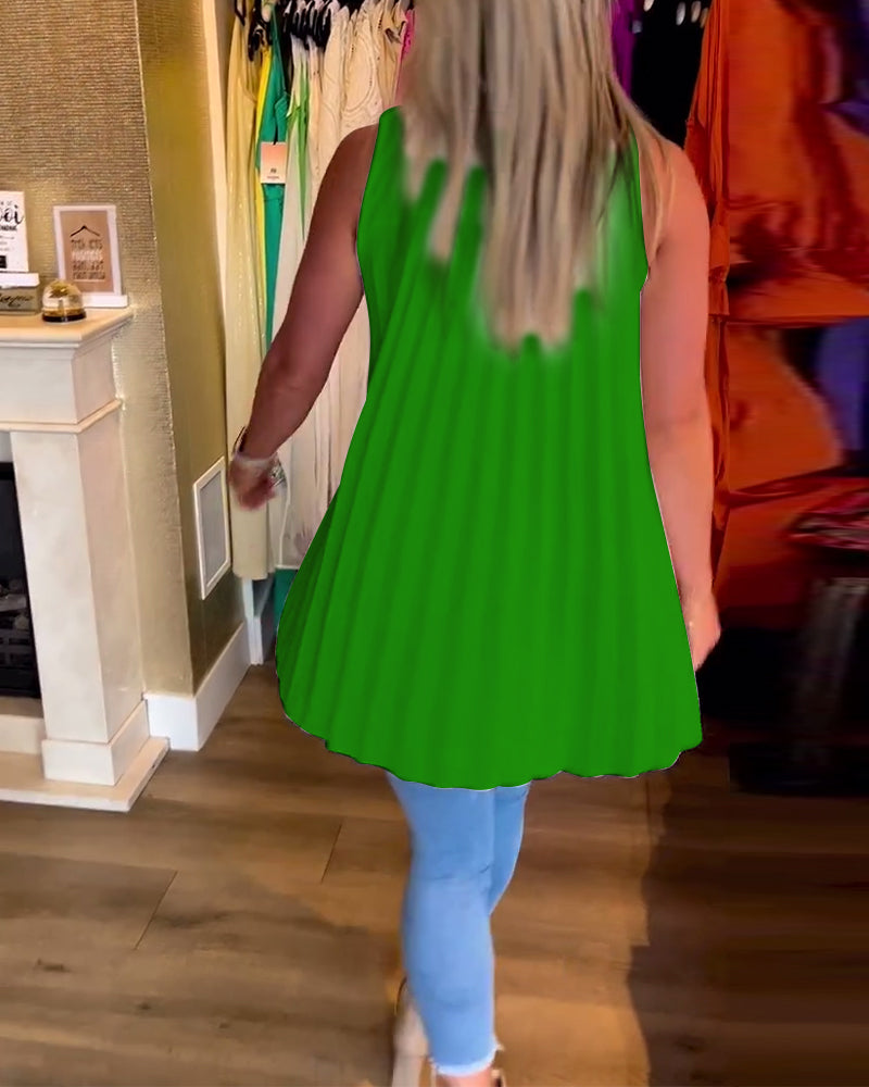 Lucia Blouse | Mouwloze Zomerblouse met V-Hals, Losse Pasvorm en Plooiachterkant