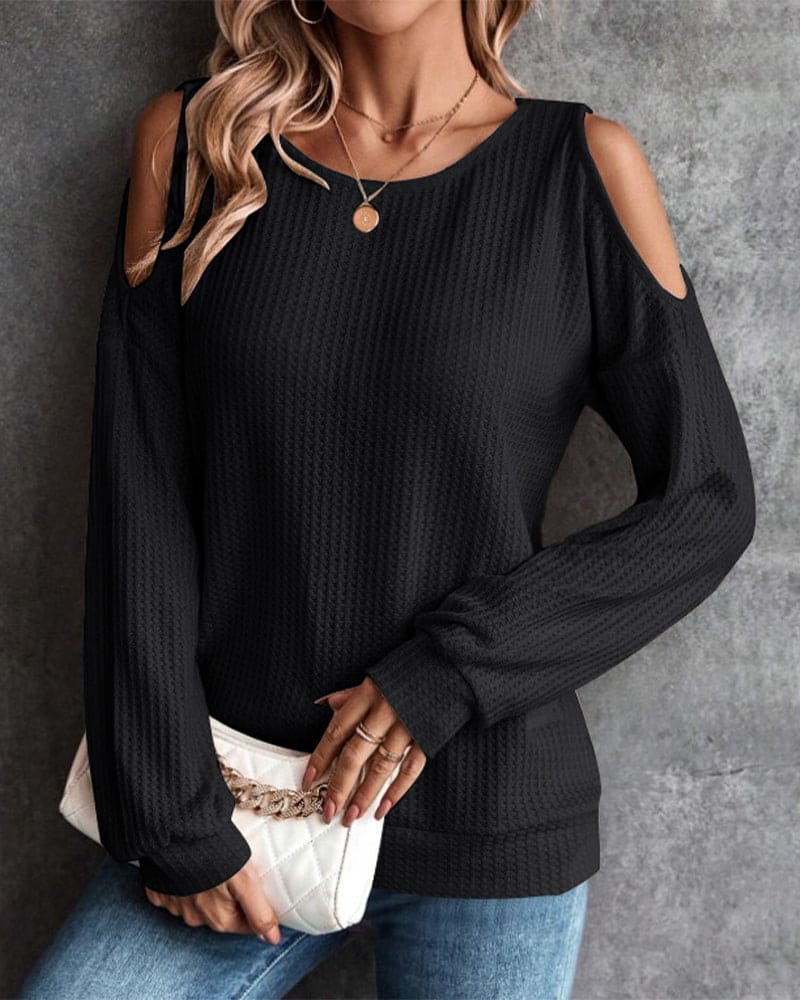Aimee T-shirt | Off-Shoulder Top met Lange Mouwen en Losse Pasvorm