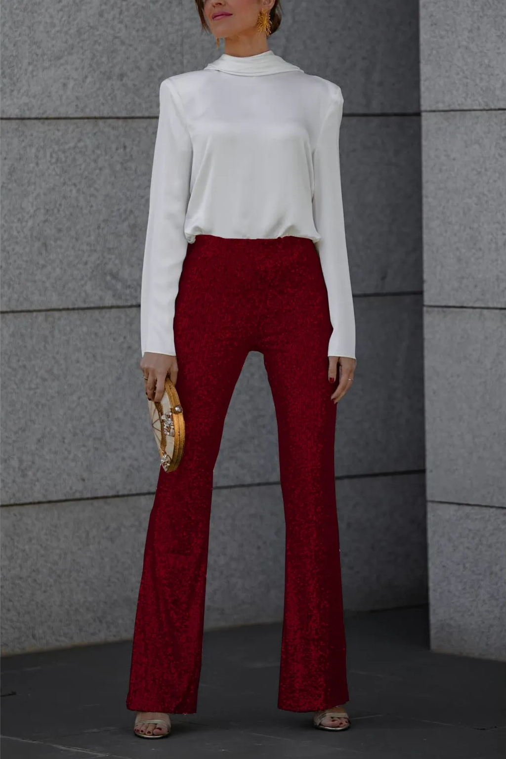 Alessia Sprankelende Flared Dames Broek | Glitter & Pailletten | Perfect voor Feestelijke Outfits