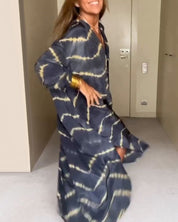 Aurelia Jurk | Zomerse V-Hals Jurk met Boho Print, Losse Pasvorm en Zakken