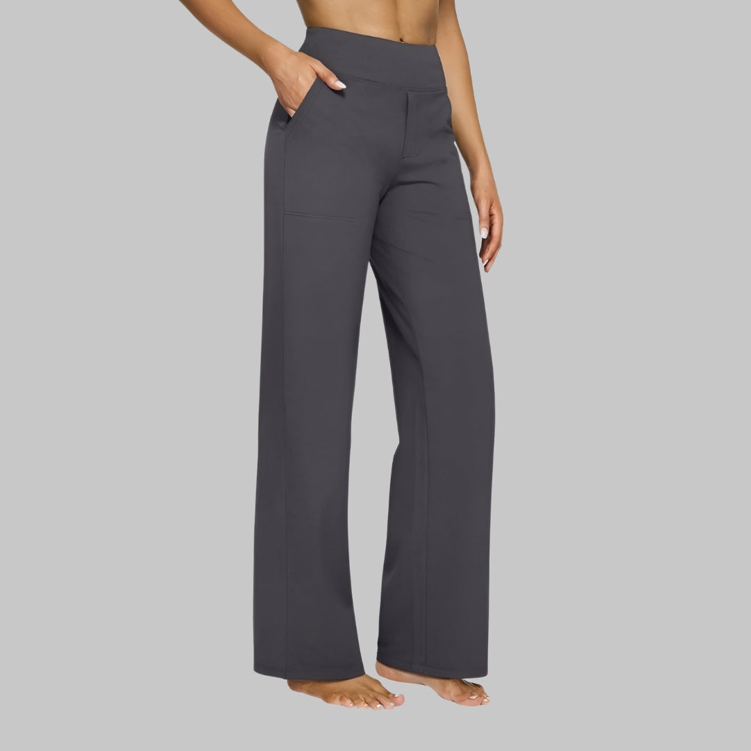Lia Stretchbroek Dames met Comfortabele Pasvorm, Hoge Taille en Zachte Stretchstof - Zwart/Rood/Blauw