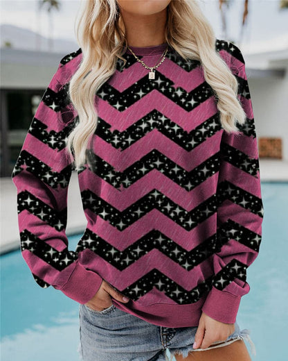 Noa Sweater | Casual Damestrui met Geometrische Print en Losse Pasvorm