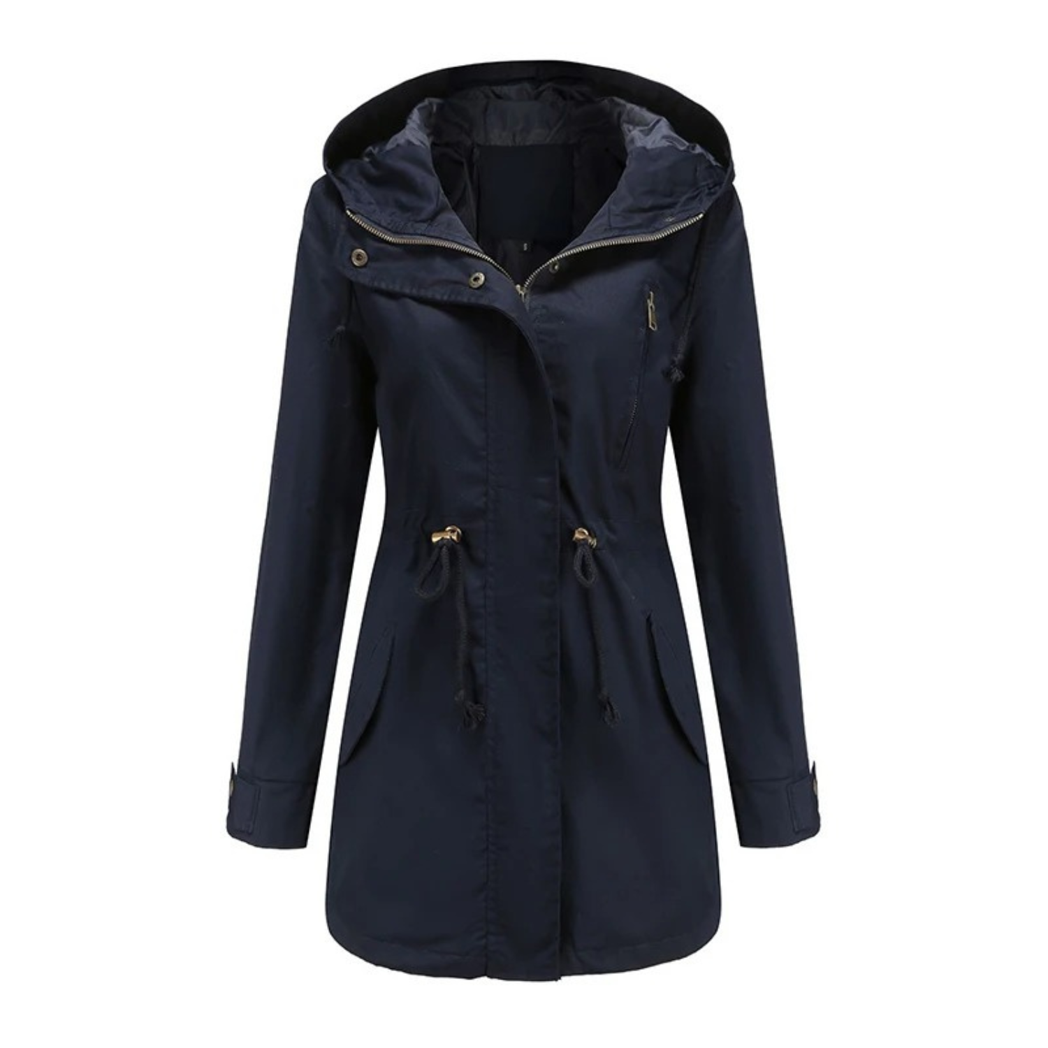 Dames Parka Jas Lichtgewicht Winddicht Ceintuur Capuchon - Zwart / Groen / Bruin - Maelen