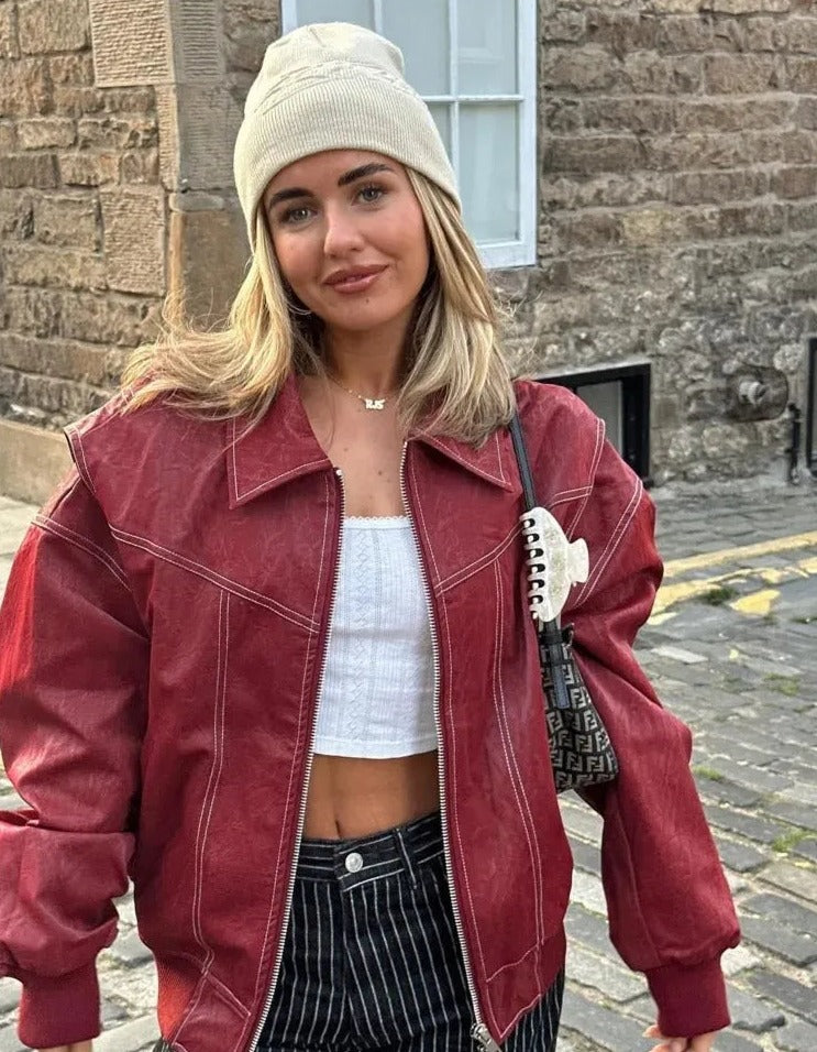 Aurora Rebel Lederen Jas | Stoere Oversized Leren Jas met Luxe Afwerking