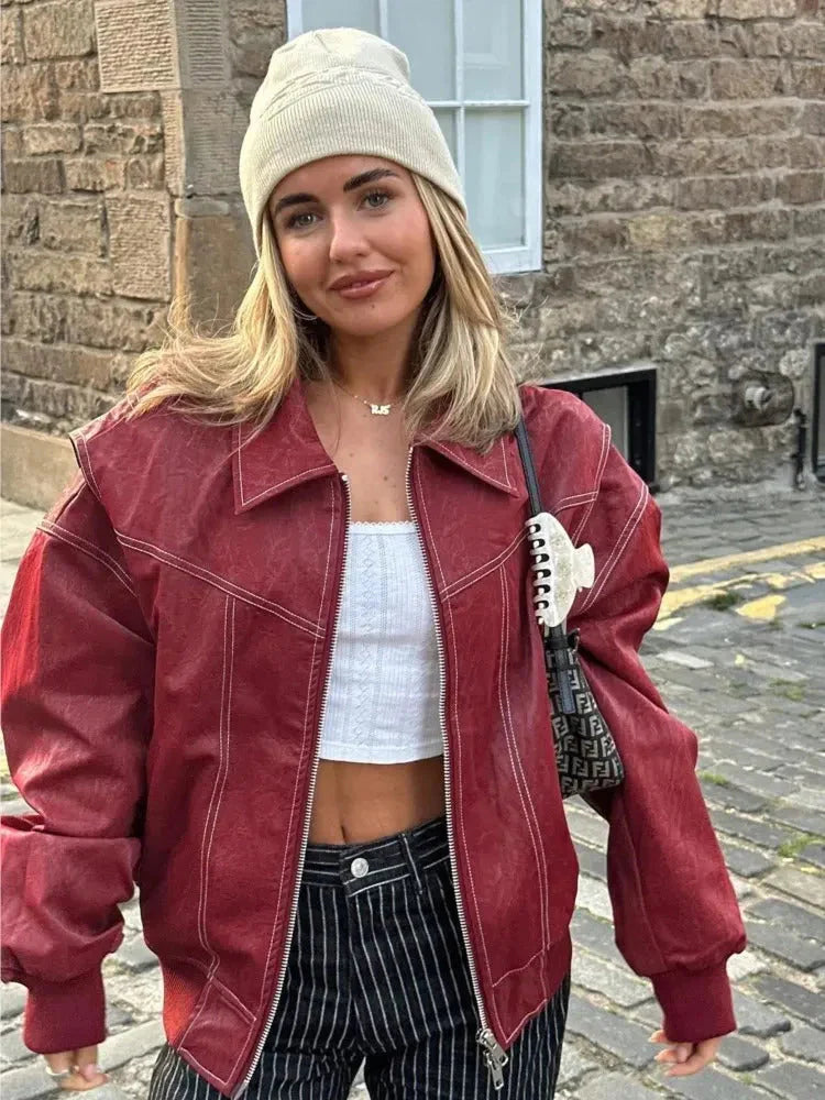 Aurora Rebel Lederen Jas | Stoere Oversized Leren Jas met Luxe Afwerking