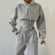 Aria Loungewear Set | Dames fleece set met cropped hoodie, corsetvest en joggers
