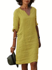 Caelina Jurk | Elegante 3/4 Mouw Jurk voor Dagelijks Comfort en Stijl