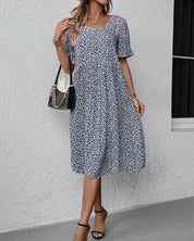 Liliana Dress | Jurk met Ronde Hals en Vrouwelijke Bloemenprint