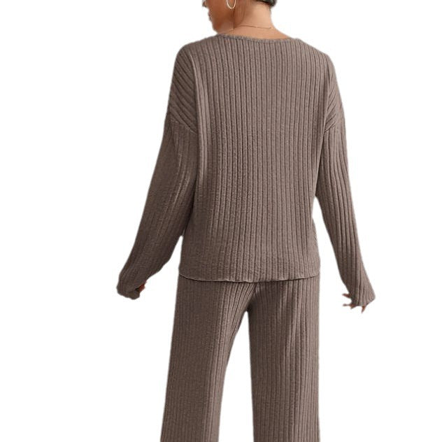 Lena Set | Gebreide Dames Loungewear Set met V-hals en Luchtige Pasvorm voor de Lente