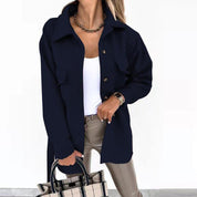 Dames Overshirt Knopen Grote Zakken Middellang Casual Herfst Lente - Wit / Beige / Khaki - Maelen