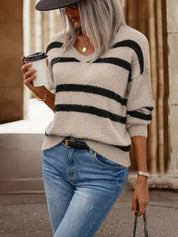 Giulia Gestreepte Herfsttrui Dames – Zachte Gebreide Trui met Relaxte Pasvorm