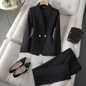 Sofia | Getailleerde Blazer en Elegante Broek Set Dames - Chique, Kantoorklaar en Veelzijdig - Bordeaux / Zwart / Grijs