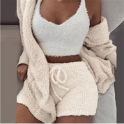 Ahri Set | Zachte Driedelige Lounge Set met Hoodie, Tanktop en Shorts