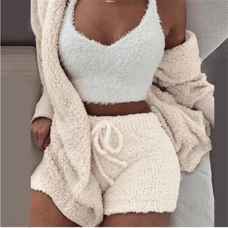 Ahri Set | Zachte Driedelige Lounge Set met Hoodie, Tanktop en Shorts