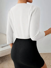 Viviana Blazer | Korte Open Blazer met Plissé Details en Driekwart Mouwen