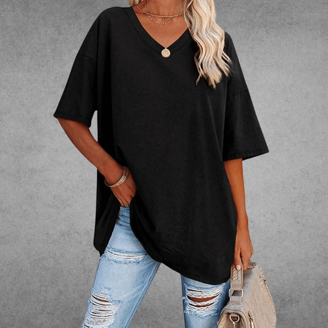 Dames T-shirt V-Hals Casual Dagelijks Flatterende Pasvorm - Zwart / Wit / Blauw - Maelen