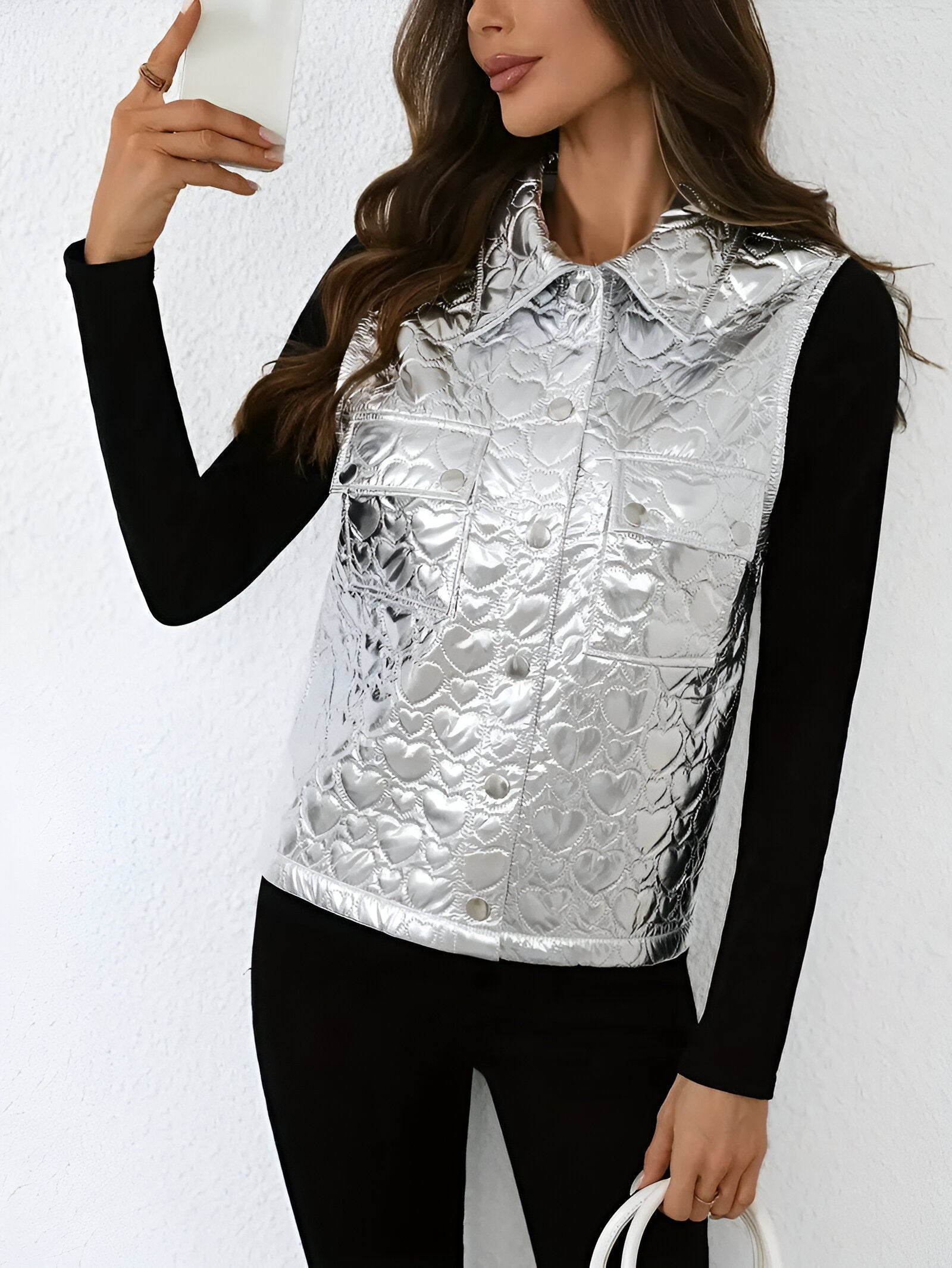 Isabella Heart Knit Vest | Mouwloos Damesvest met Speels Hartjespatroon en Praktische Zakken