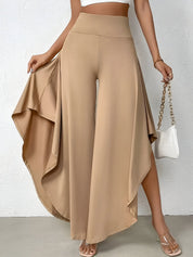 Elena Wide-Leg Pants | Damesbroek met Hoge Taille, Asymmetrische Zoom en Luchtige Wijde Pijpen