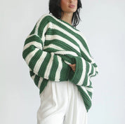 Martina Wool Sweater | Zachte Damestrui met Felle Strepen en Comfortabele Oversized Pasvorm