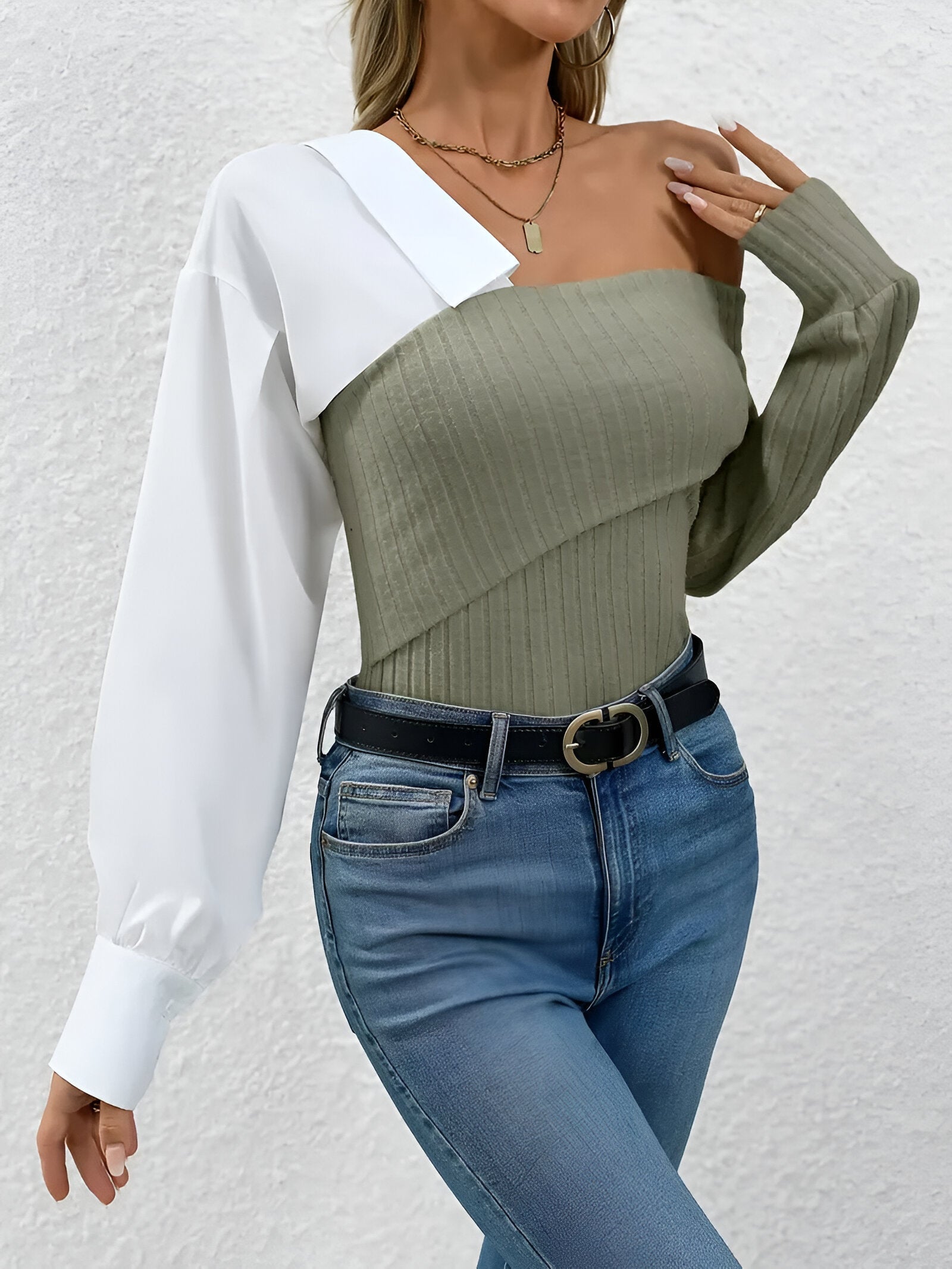 Berlinn Top | One-Shoulder Top van Zachte Gebreide Stof