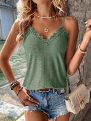 Amara Top | Kanten Zomertop met V-hals en Spaghetti Bandjes