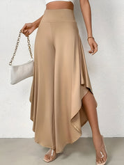 Elena Wide-Leg Pants | Damesbroek met Hoge Taille, Asymmetrische Zoom en Luchtige Wijde Pijpen