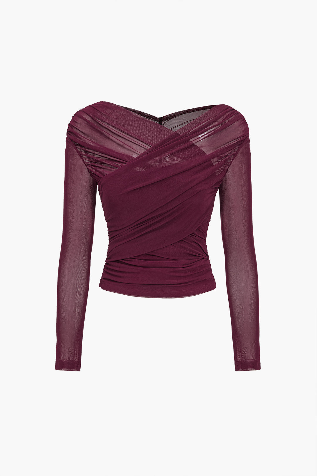 Gianna Doorzichtige mesh top dames – elegante sheer top met lange mouwen